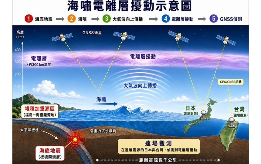 海嘯也會在天空留下足跡　中央大學團隊利用GPS電離層觀測追蹤堪察加強震海嘯源頭